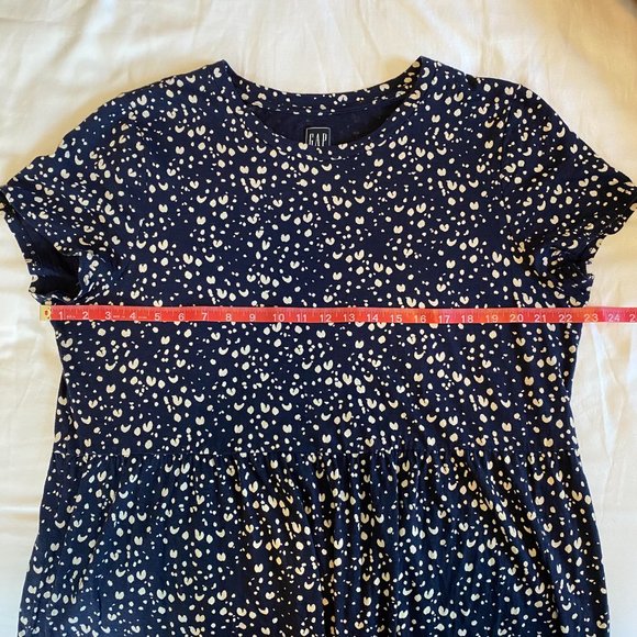 GAP Navy Blue White Speckled Tiered Cotton/Modal Summer Dress Womens XL - Picture 7 of 8